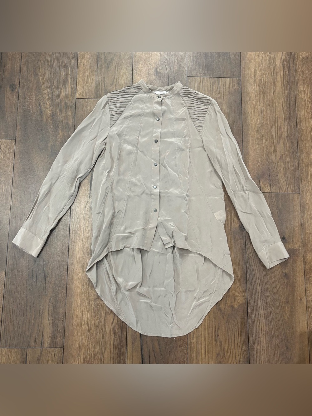 ZOA New York for Anthropologie Silk Long Sleeve Button Front Blouse, Small